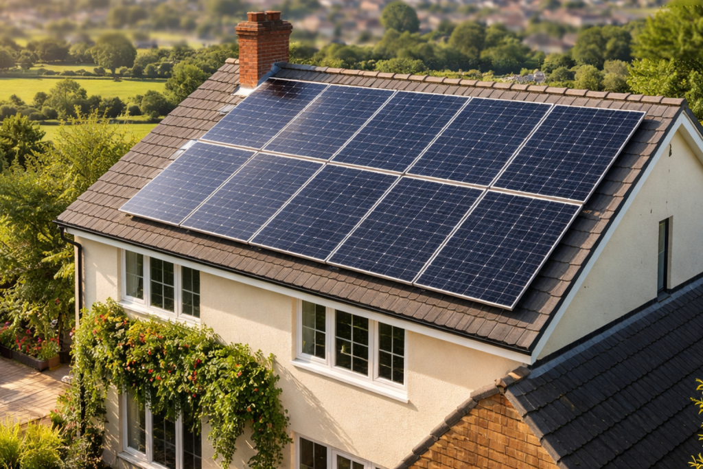 Traditional home with solar panels in Yeovil